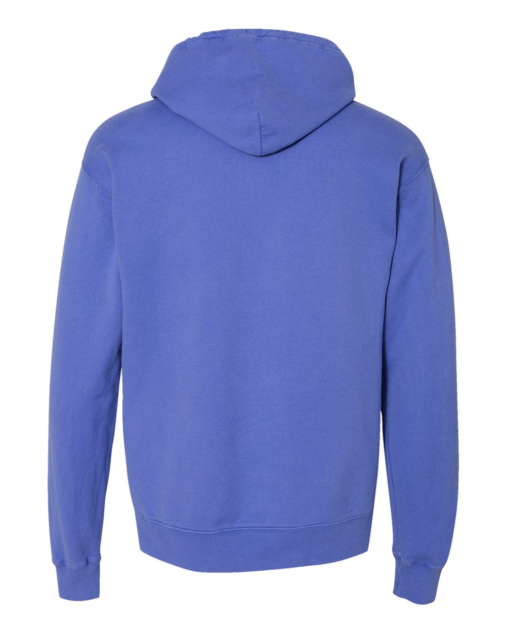 Rear View of Deep Forte Blue Garment-Dyed Hooded Sweatshirt - GDH450