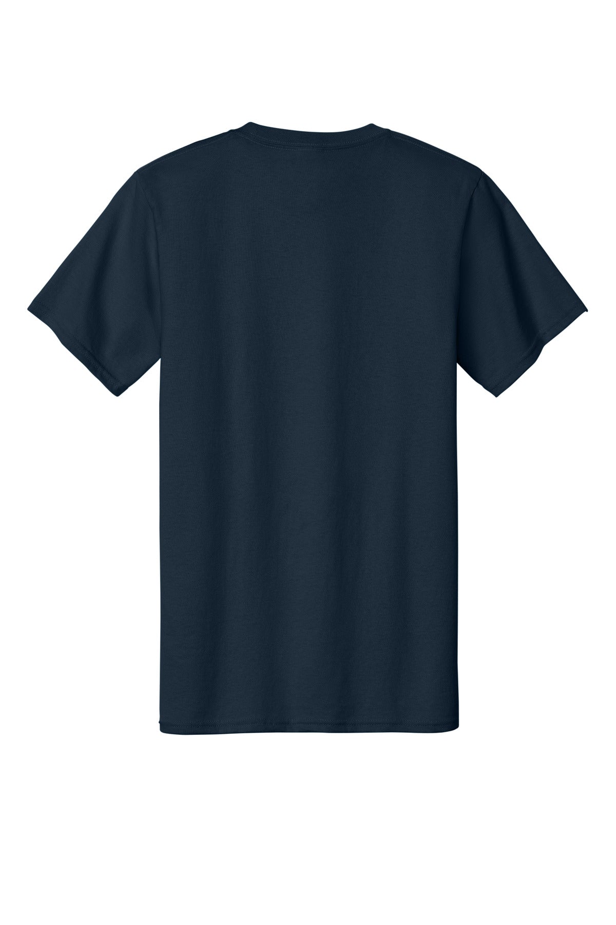Rear View of Deep Navy Port & Co Essential Tee. PC61