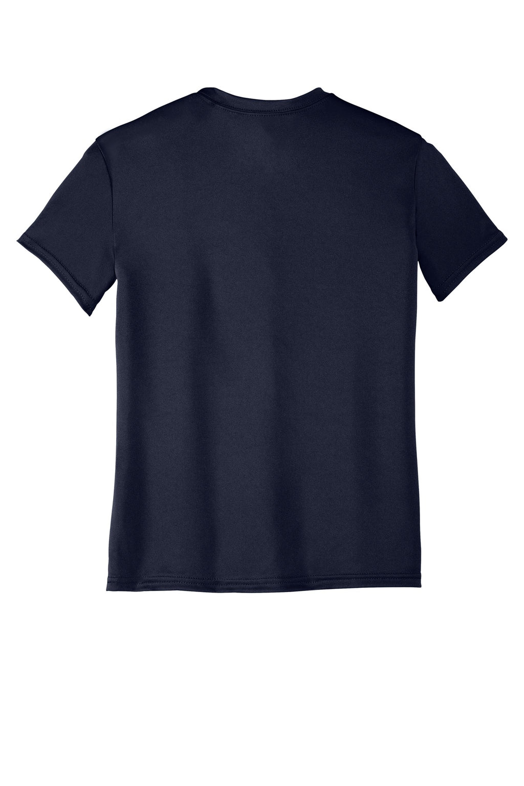 Rear View of Deep Navy Port & Co Youth Performance Tee. PC380Y