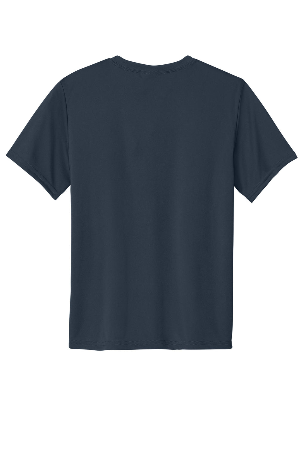 Rear View of Deep Navy Port & Co Youth Performance Tee. PC380Y