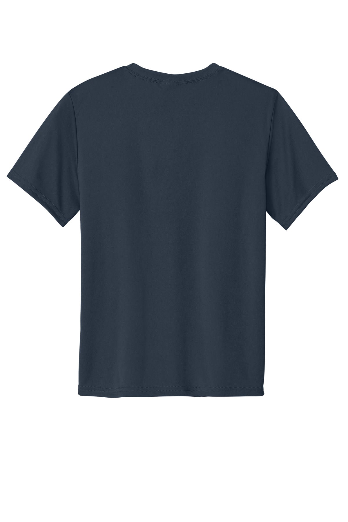 Rear View of Deep Navy Port & Co Youth Performance Tee. PC380Y