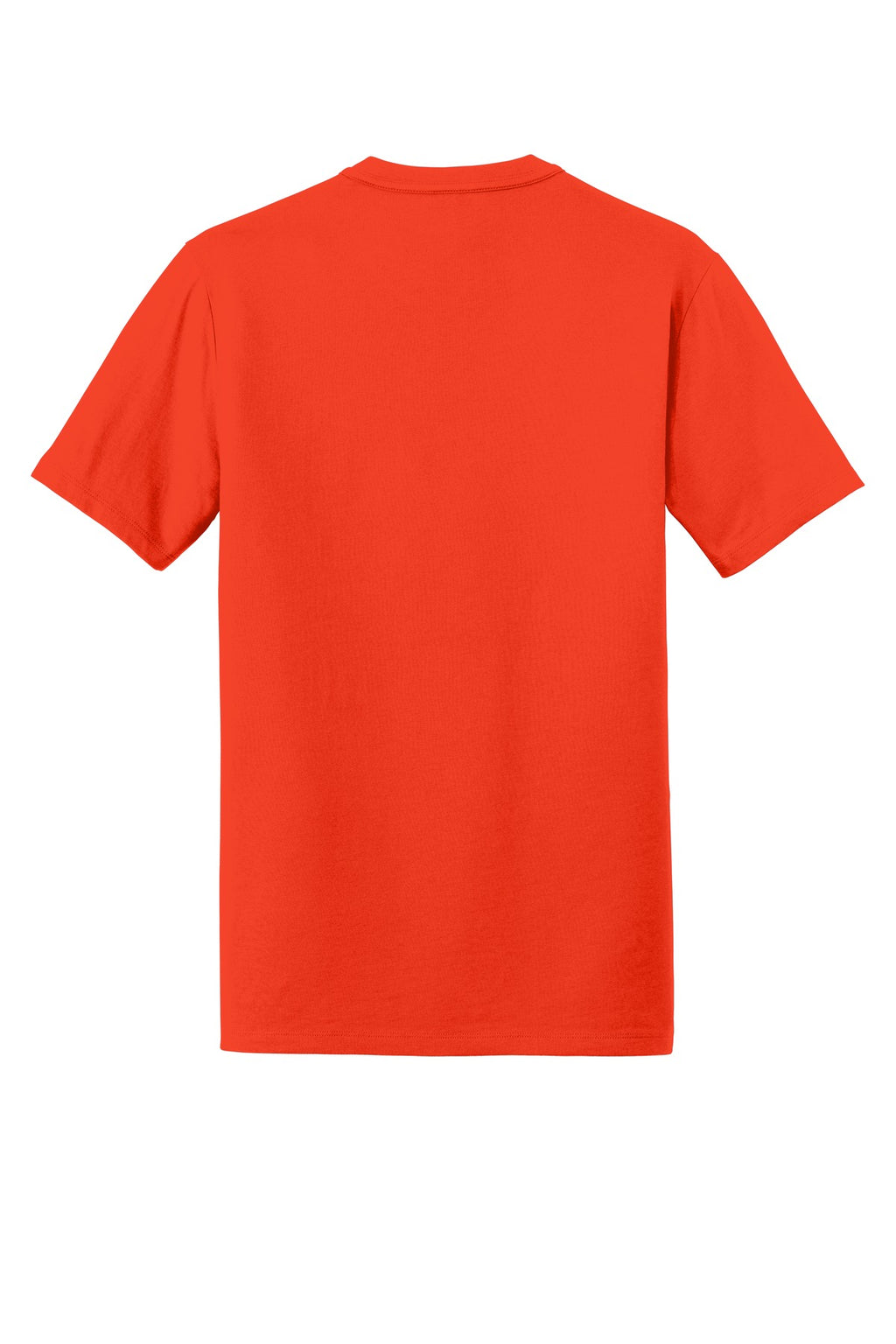 Rear View of Deep Orange New Era Heritage Blend Crew Tee. NEA100