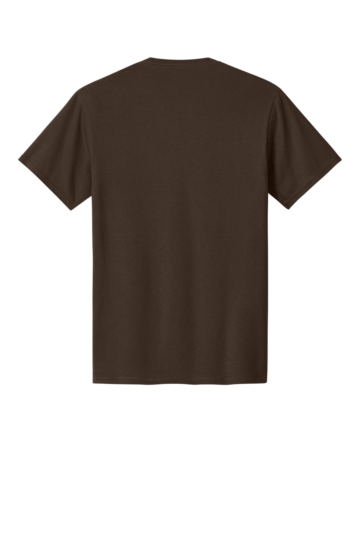 Rear View of Dk Choc Brown Port & Co Core Cotton Tee. PC54