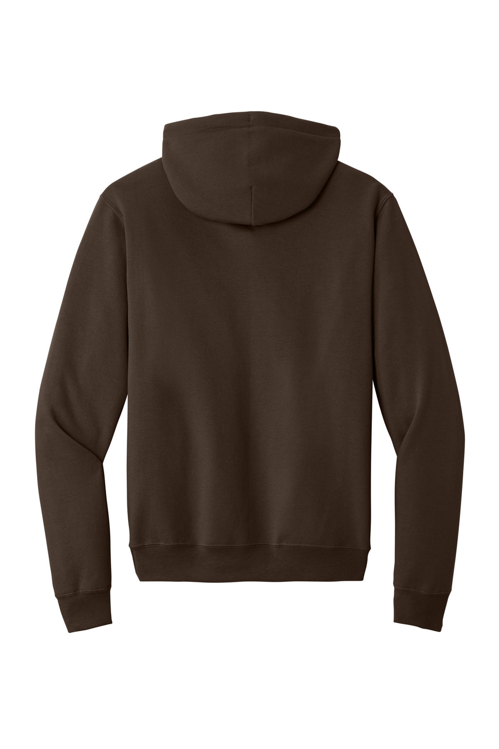 Rear View of Dk Choc Brown Port & Co Core Fleece Pullover Hooded Sweatshirt. PC78H