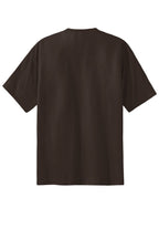 Rear View of Dk Choc. Brown Port & Co Essential Tee. PC61