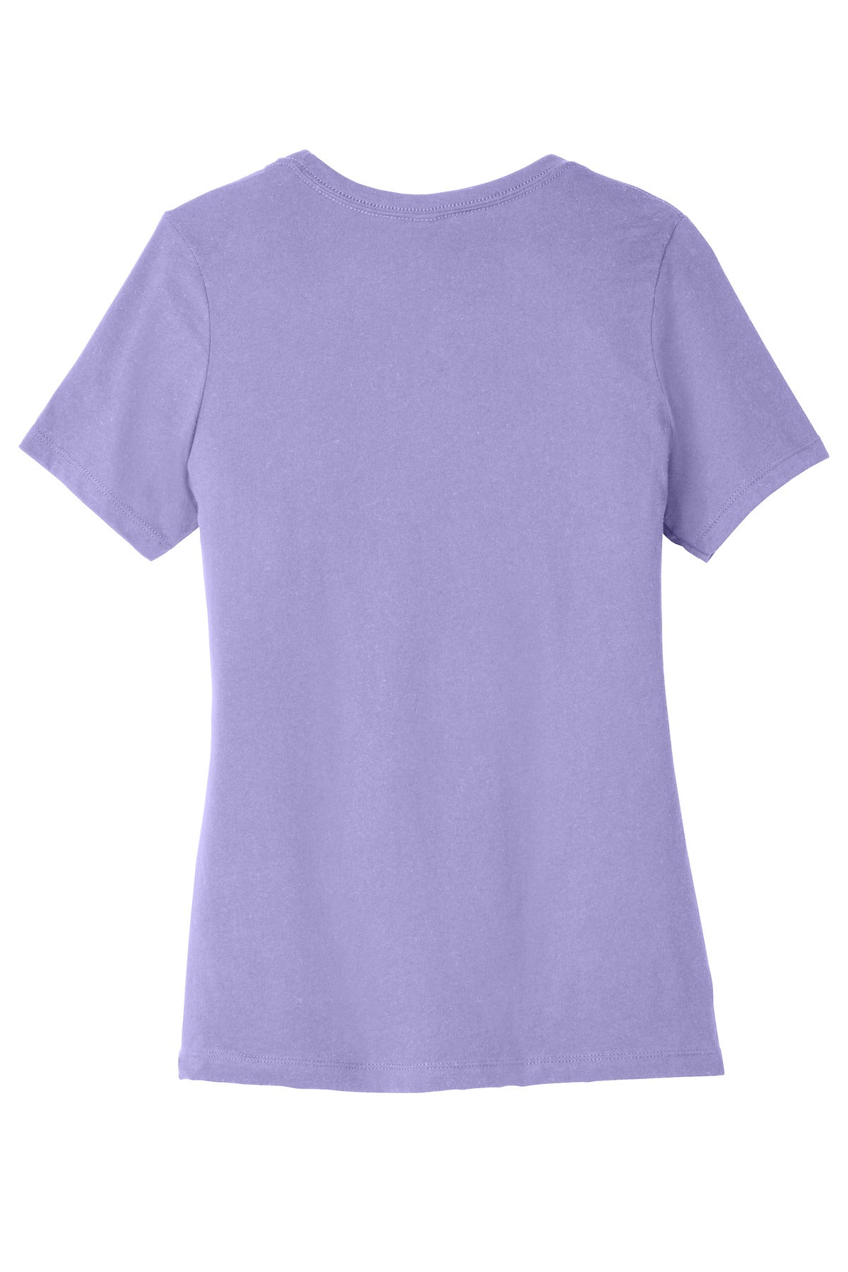 Rear View of DkLavender BELLA+CANVAS Women's Relaxed Jersey Short Sleeve Tee. BC6400
