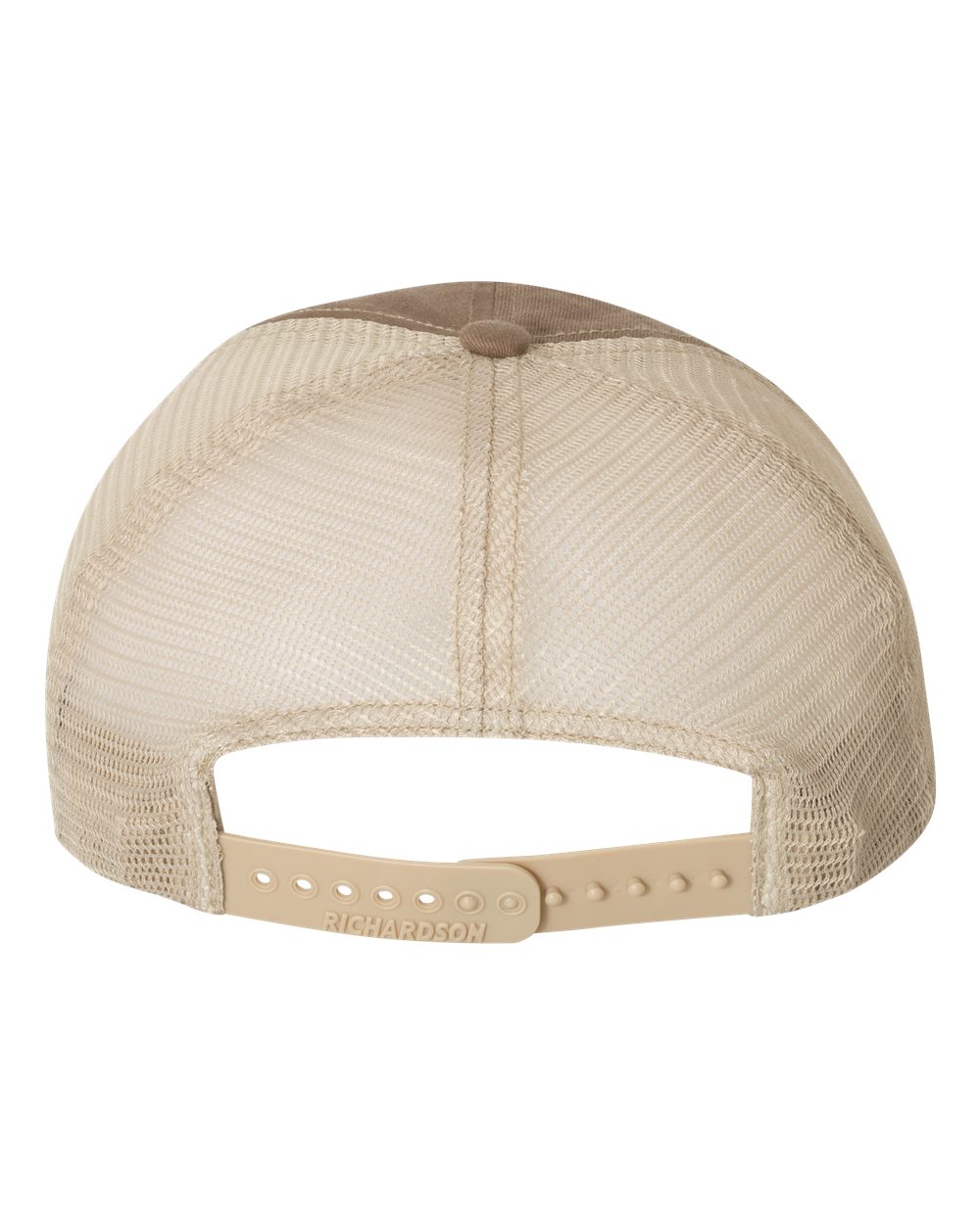 Rear View of Driftwood/ Khaki Garment-Washed Trucker Cap - 111