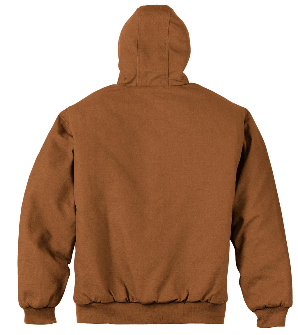 Rear View of Duck Brown CornerStone - Duck Cloth Hooded Work Jacket. J763H