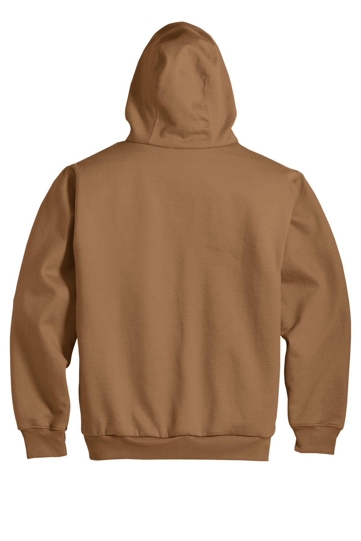 Rear View of Duck Brown CornerStone - Heavyweight Full-Zip Hooded Sweatshirt with Thermal Lining. CS620