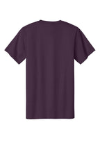 Rear View of Eggplant Port & Co Essential Tee. PC61