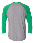 Rear View of Envy Sleeves/ Premium Heather Body Triblend Three-Quarter Raglan T-Shirt - 6051