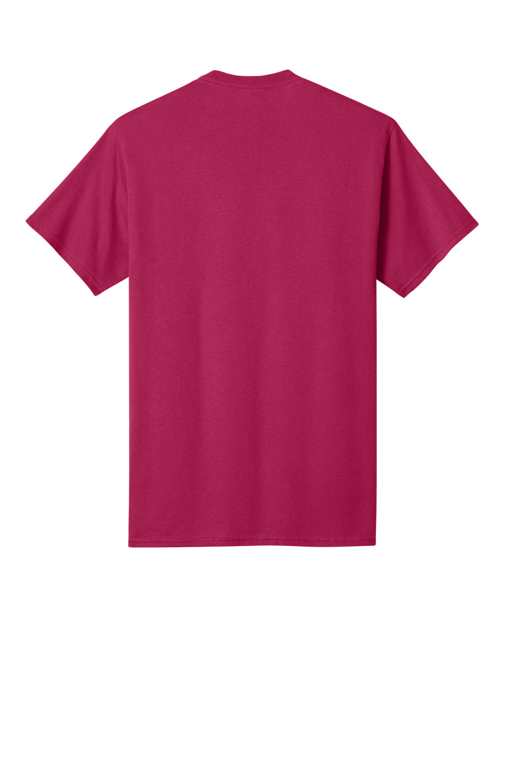 Rear View of FlushPink Port & Co Core Cotton Tee. PC54
