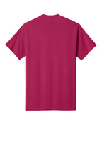 Rear View of FlushPink Port & Co Core Cotton Tee. PC54