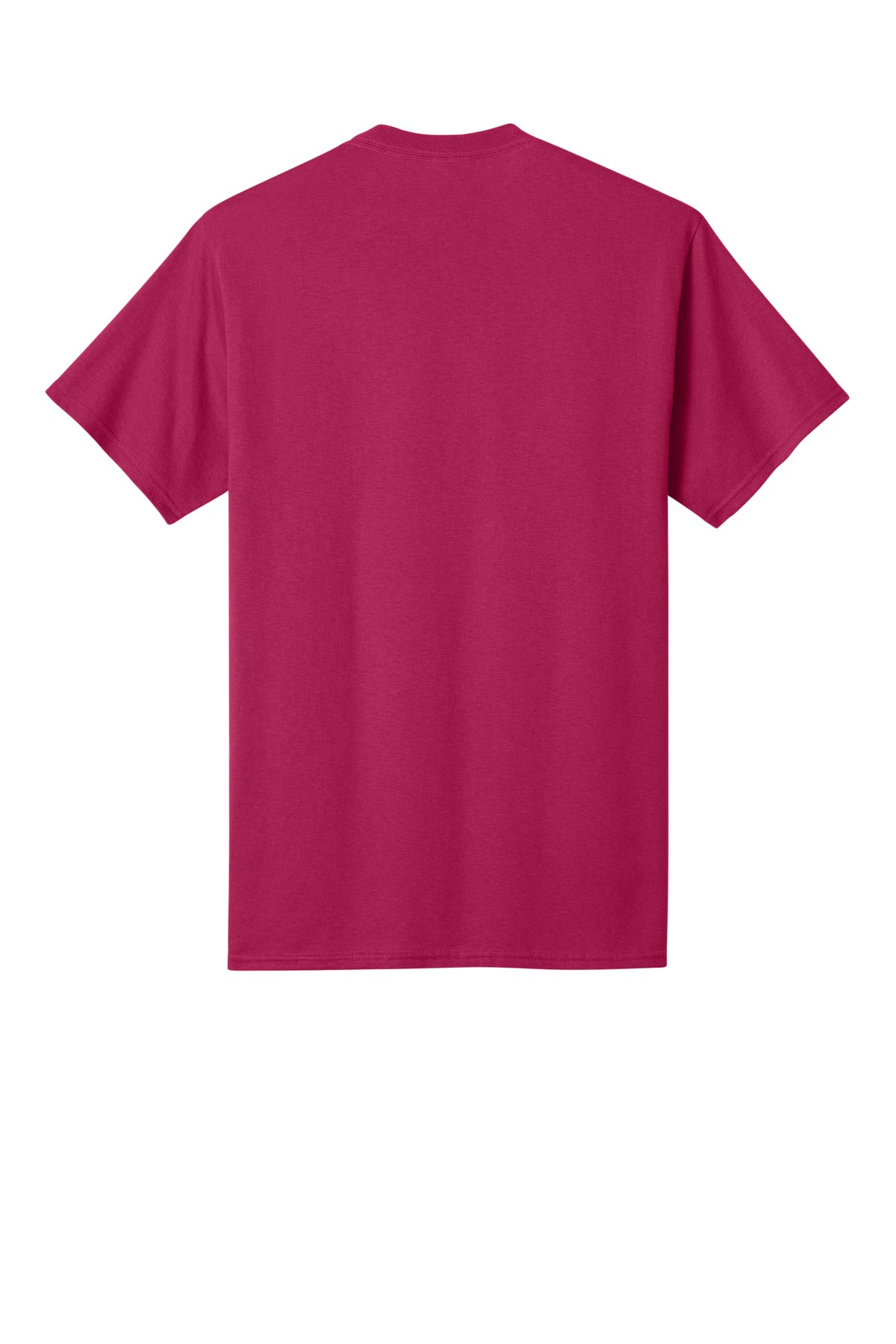 Rear View of FlushPink Port & Co Core Cotton Tee. PC54