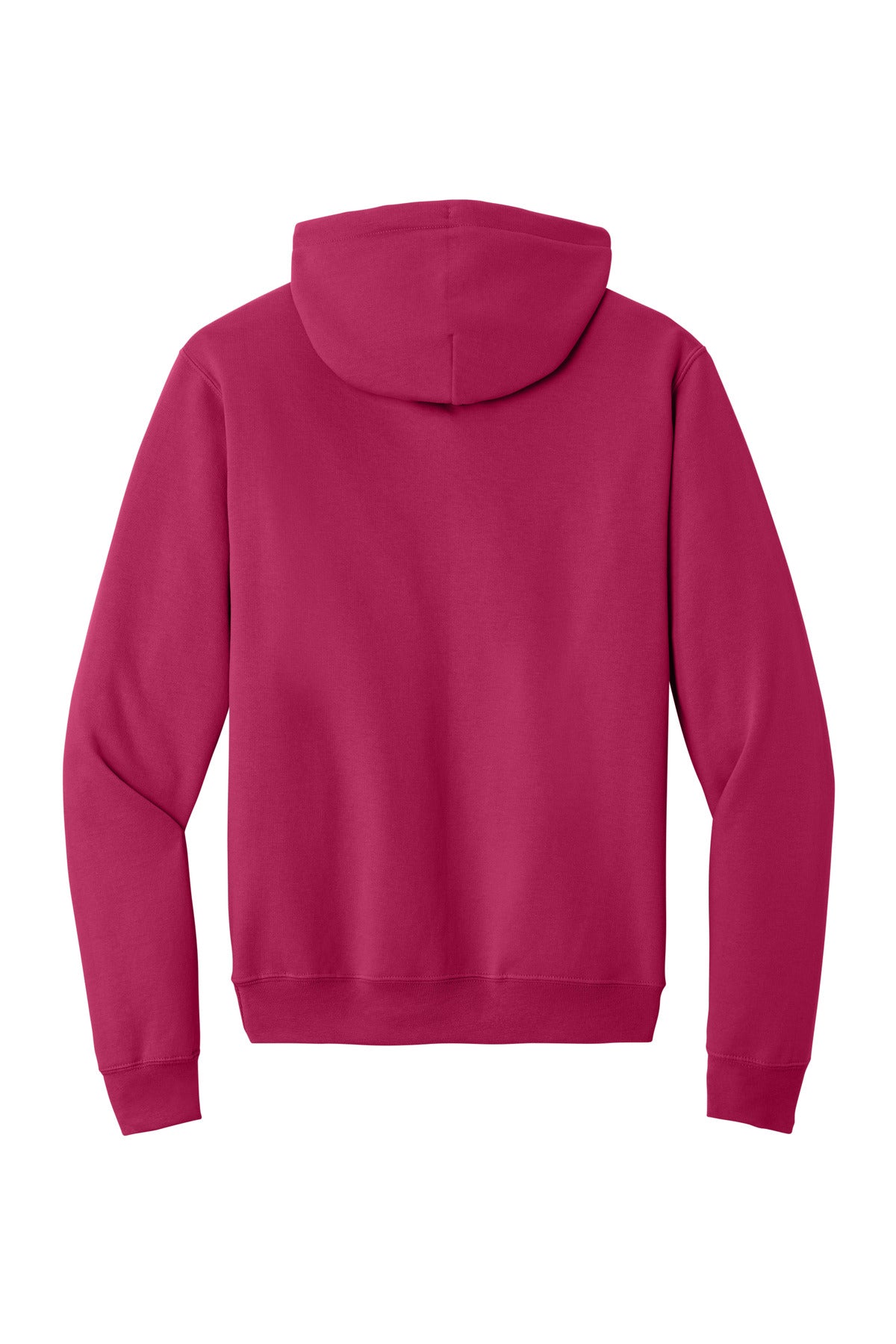 Rear View of FlushPink Port & Co Core Fleece Pullover Hooded Sweatshirt. PC78H