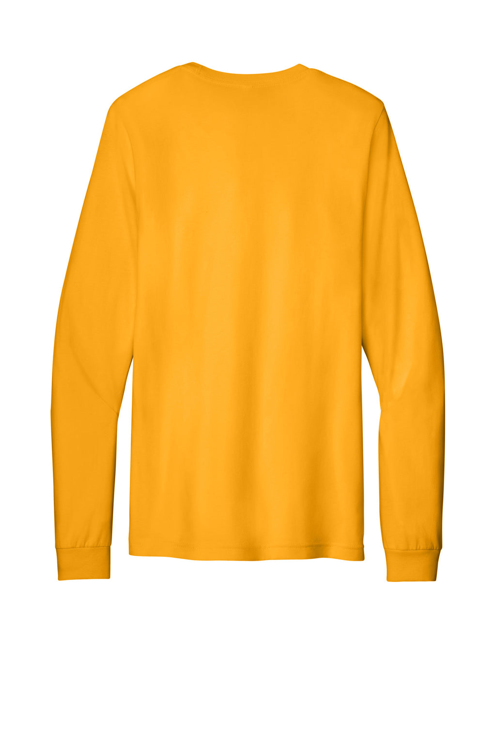 Rear View of Gold BELLA+CANVAS Unisex Jersey Long Sleeve Tee. BC3501