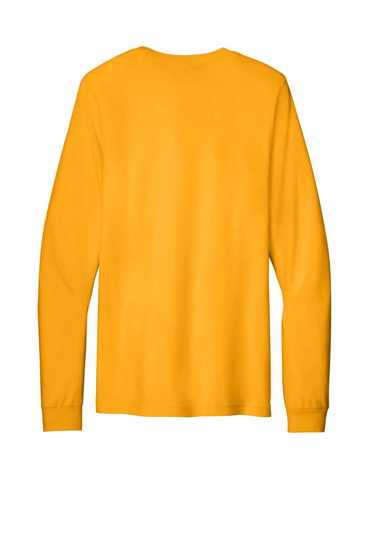 Rear View of Gold BELLA+CANVAS Unisex Jersey Long Sleeve Tee. BC3501