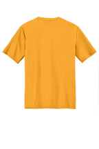 Rear View of Gold Port & Co Youth Performance Tee. PC380Y