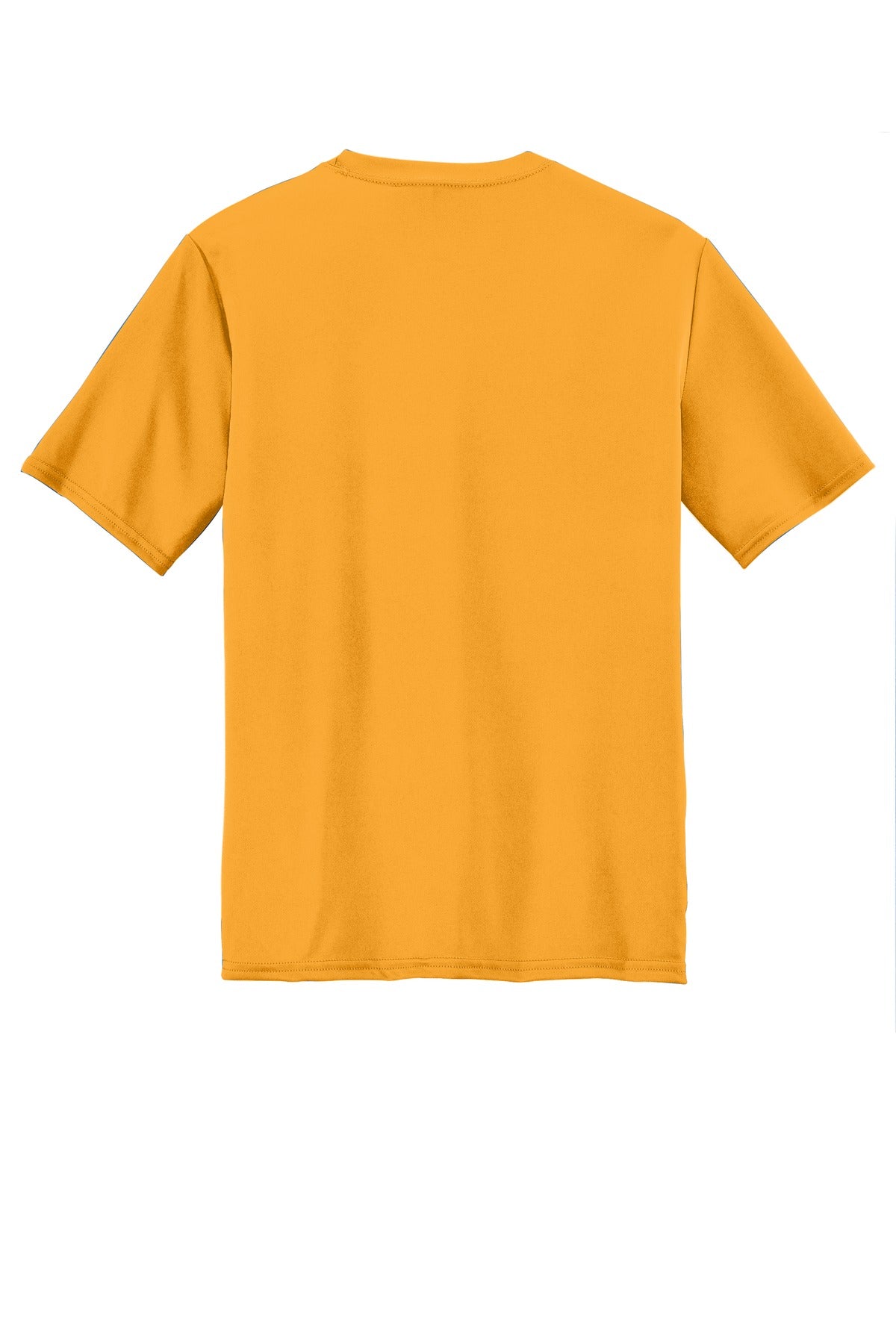 Rear View of Gold Port & Co Youth Performance Tee. PC380Y