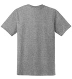 Rear View of Graphite Hthr Gildan DryBlend 50 Cotton/50 Poly T-Shirt. 8000