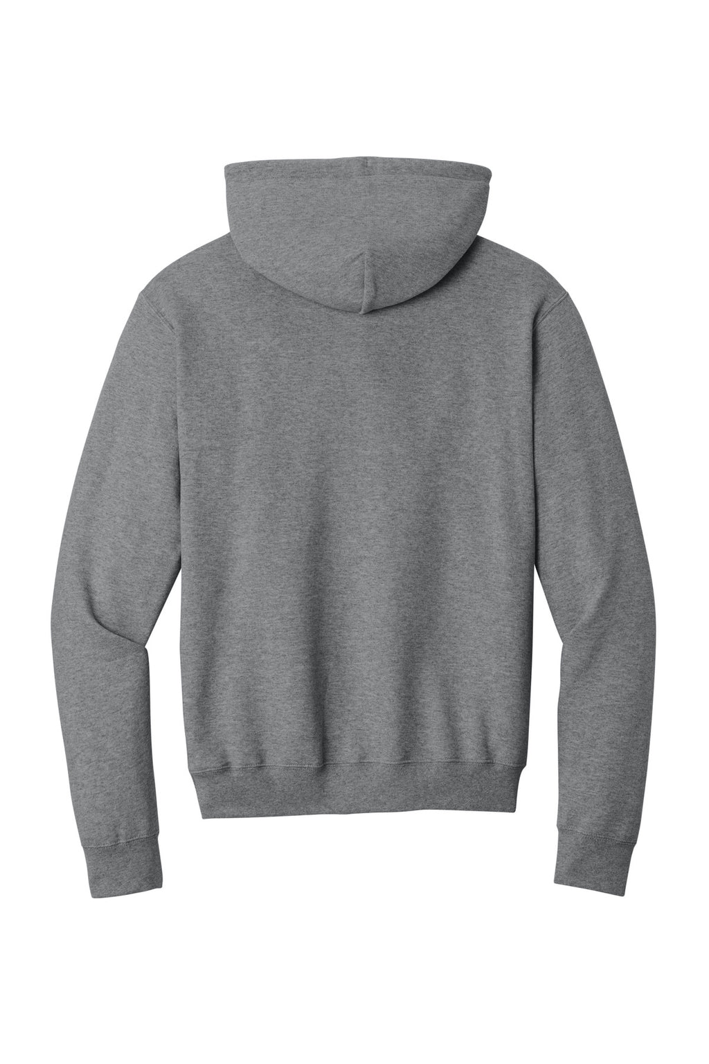 Rear View of Graphite Hthr Port & Co Core Fleece Pullover Hooded Sweatshirt. PC78H