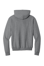 Rear View of Graphite Hthr Port & Co Core Fleece Pullover Hooded Sweatshirt. PC78H