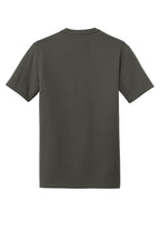 Rear View of Graphite New Era Heritage Blend Crew Tee. NEA100