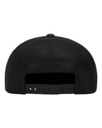 Rear View of Green Camo/ Black Five-Panel Classic Trucker Cap - 6006