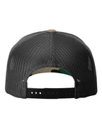 Rear View of Green Camo/ Black Five-Panel Printed Trucker Cap - 112PFP