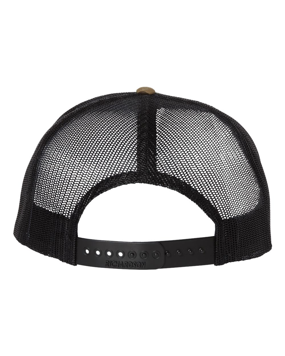 Rear View of Green Camo/ Black Wool Blend Flat Bill Trucker Cap - 511