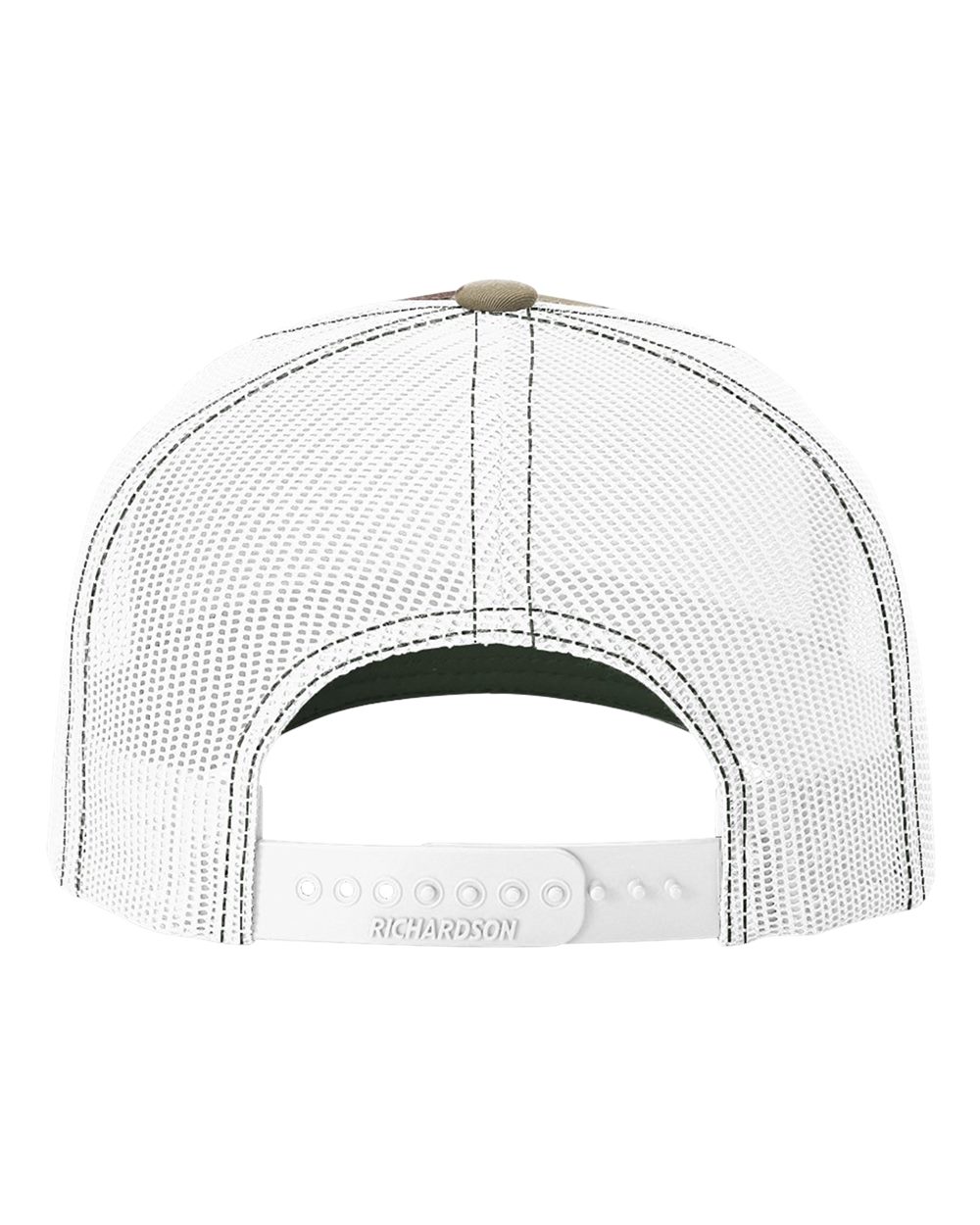 Rear View of Green Camo/ White Five-Panel Printed Trucker Cap - 112PFP