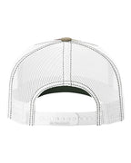 Rear View of Green Camo/ White Five-Panel Printed Trucker Cap - 112PFP