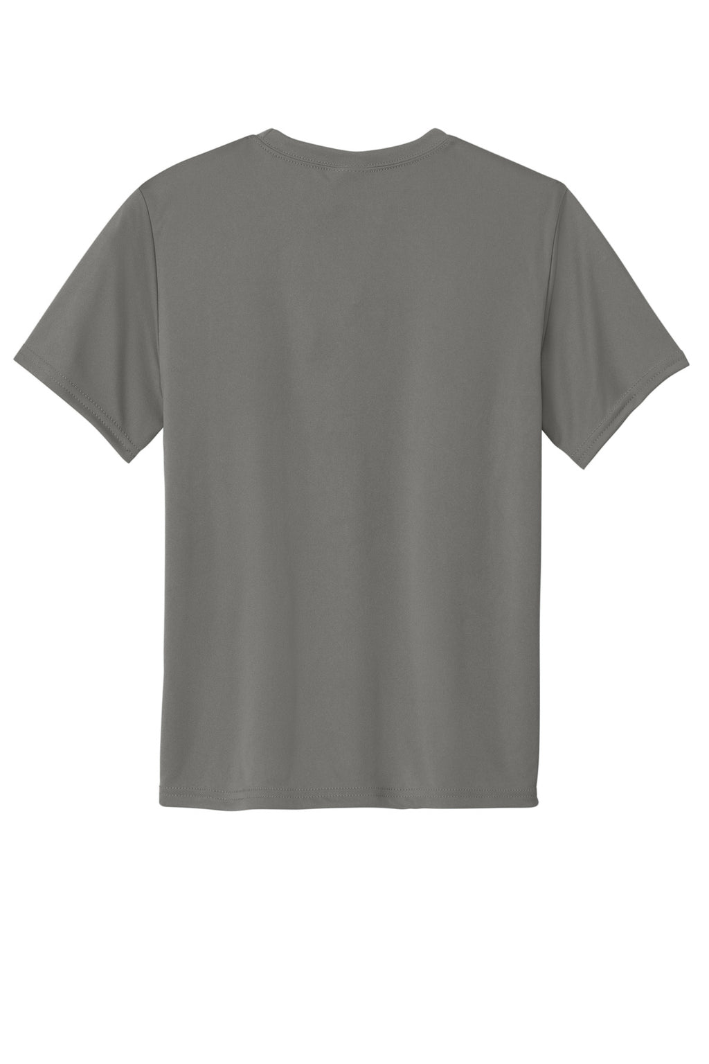 Rear View of Grey Concrete Port & Co Youth Performance Tee. PC380Y
