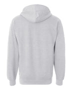 Rear View of Grey Heather Midweight Hooded Sweatshirt - SS4500