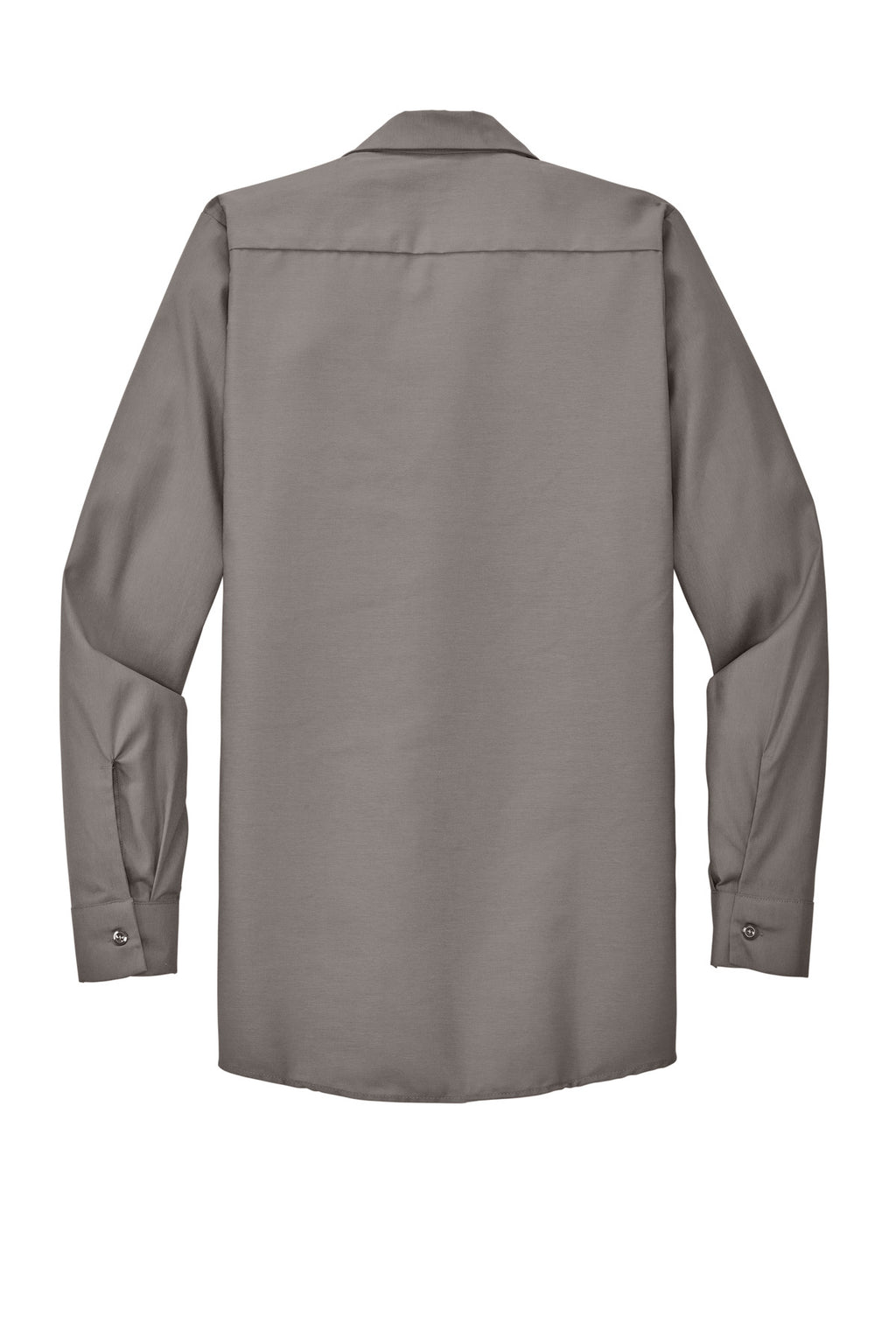 Rear View of Grey Red Kap Long Sleeve Industrial Work Shirt. SP14