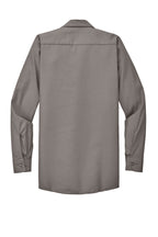Rear View of Grey Red Kap Long Sleeve Industrial Work Shirt. SP14