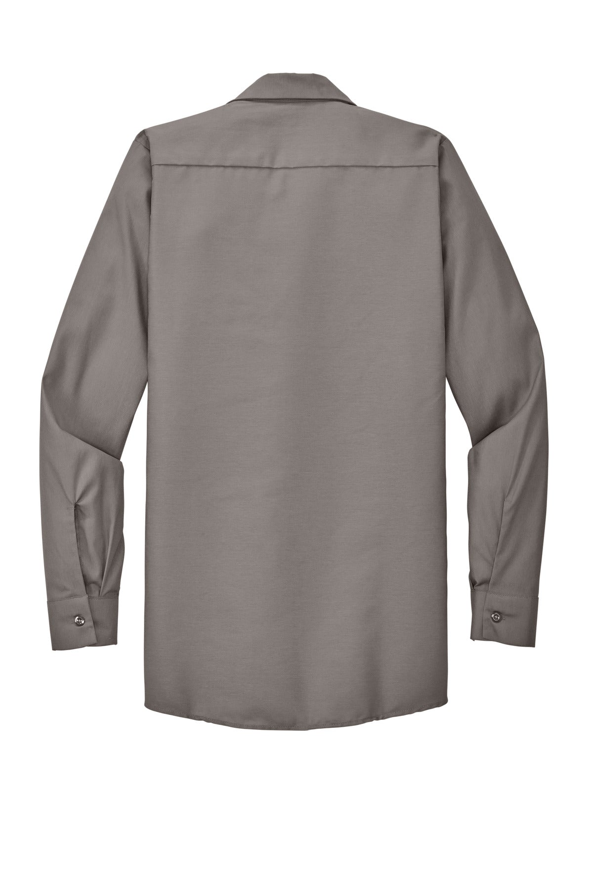 Rear View of Grey Red Kap Long Sleeve Industrial Work Shirt. SP14