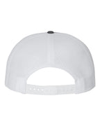 Rear View of Heather Charcoal/ White Wool Blend Flat Bill Trucker Cap - 511