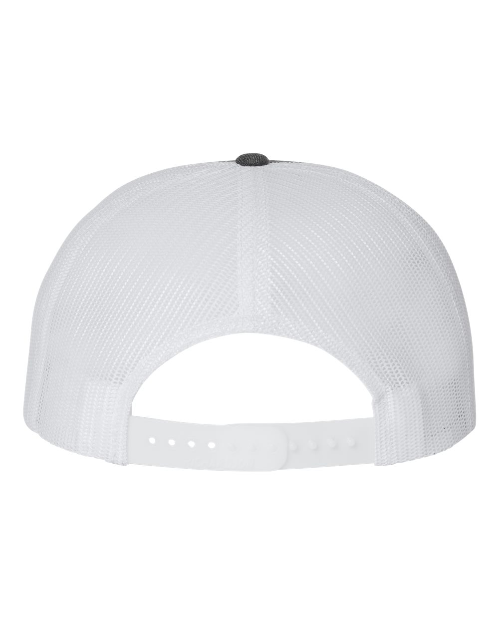 Rear View of Heather Charcoal/ White Wool Blend Flat Bill Trucker Cap - 511