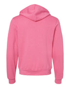 Rear View of Heather Charity Pink Sponge Fleece Full-Zip Hoodie - 3739