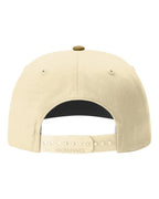 Rear View of Heather Grey/ Birch/ Amber Gold Twill Back Trucker Cap - 312