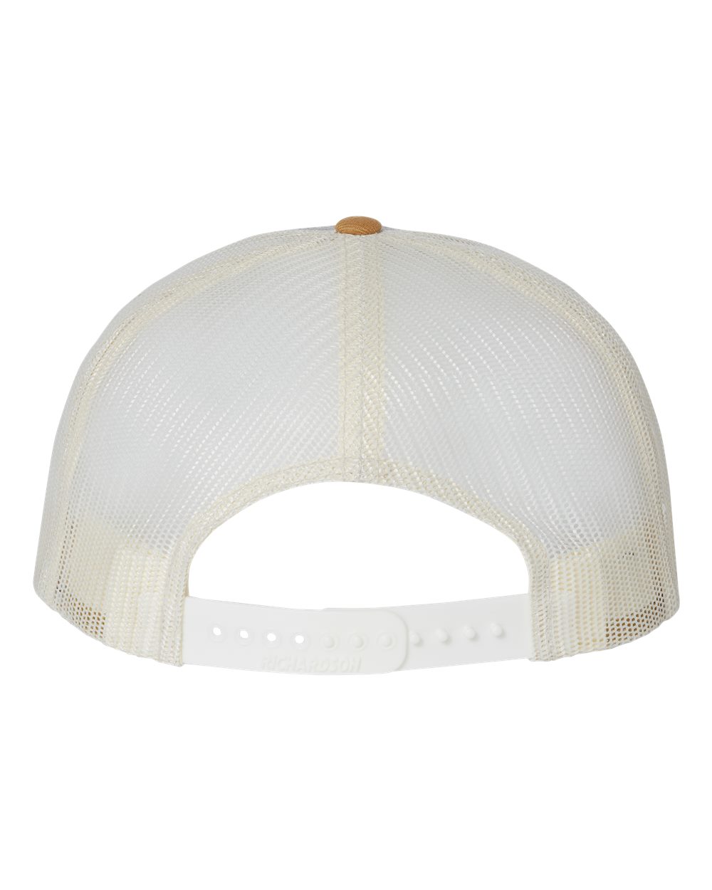 Rear View of Heather Grey/ Birch/ Biscuit Wool Blend Flat Bill Trucker Cap - 511