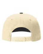 Rear View of Heather Grey/ Birch/ Loden Twill Back Trucker Cap - 312