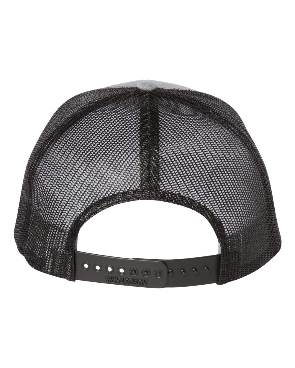 Rear View of Heather Grey/ Black Five-Panel Trucker Cap - 112FP