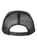 Rear View of Heather Grey/ Black Five-Panel Trucker Cap - 112FP