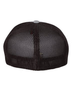 Rear View of Heather Grey/ Black Mélange Trucker Cap - 6311