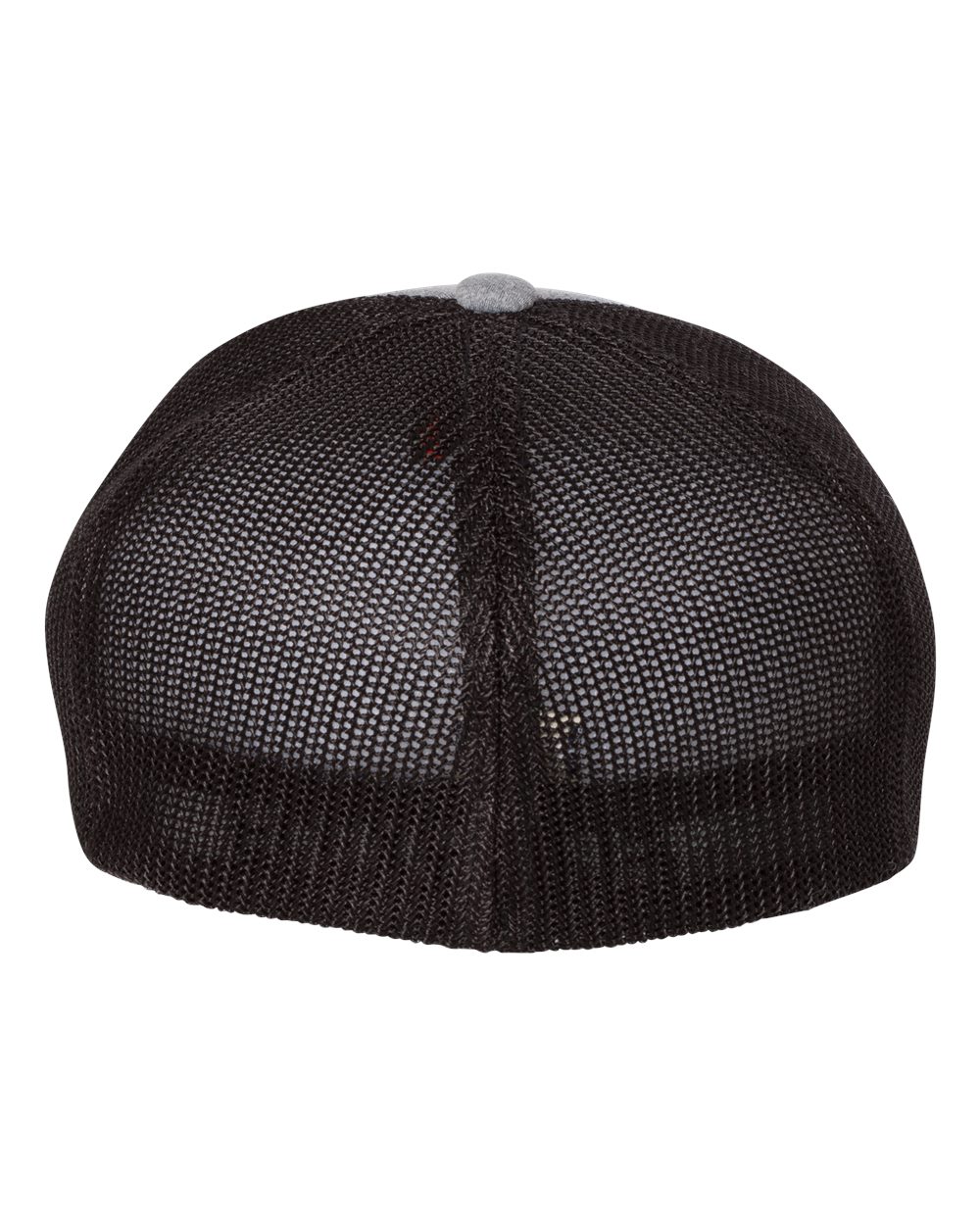 Rear View of Heather Grey/ Black Mélange Trucker Cap - 6311