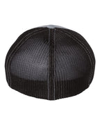 Rear View of Heather Grey/ Black R-Flex Trucker Cap - 110