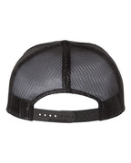 Rear View of Heather Grey/ Black Seven-Panel Trucker Cap - 168