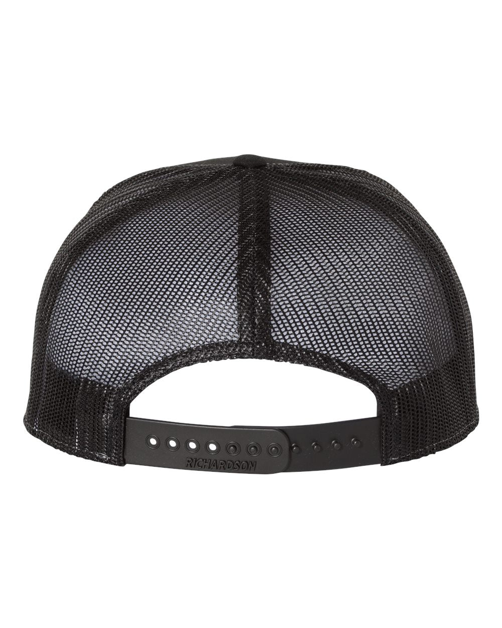 Rear View of Heather Grey/ Black Seven-Panel Trucker Cap - 168